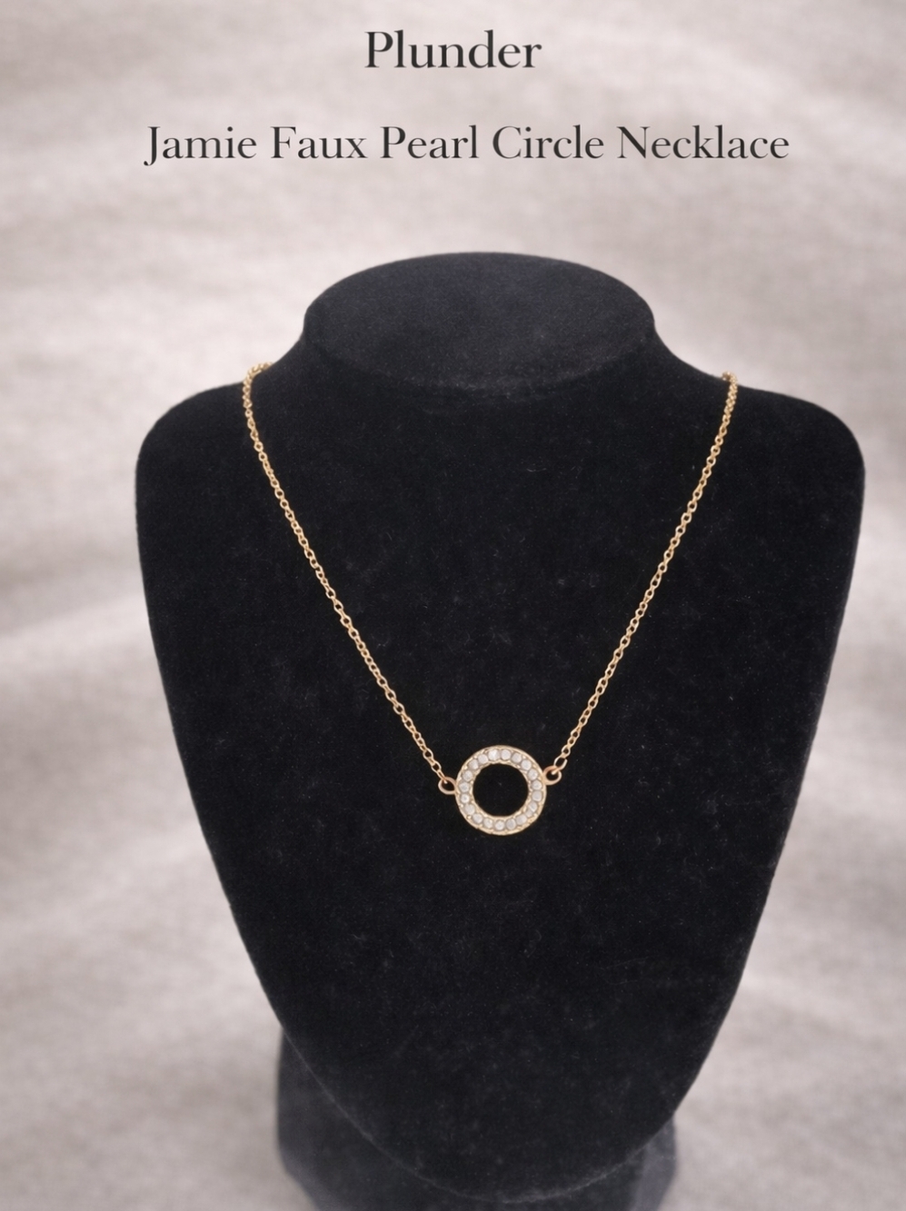 Plunder Gold Faux Pearl Circle Pendant Necklace